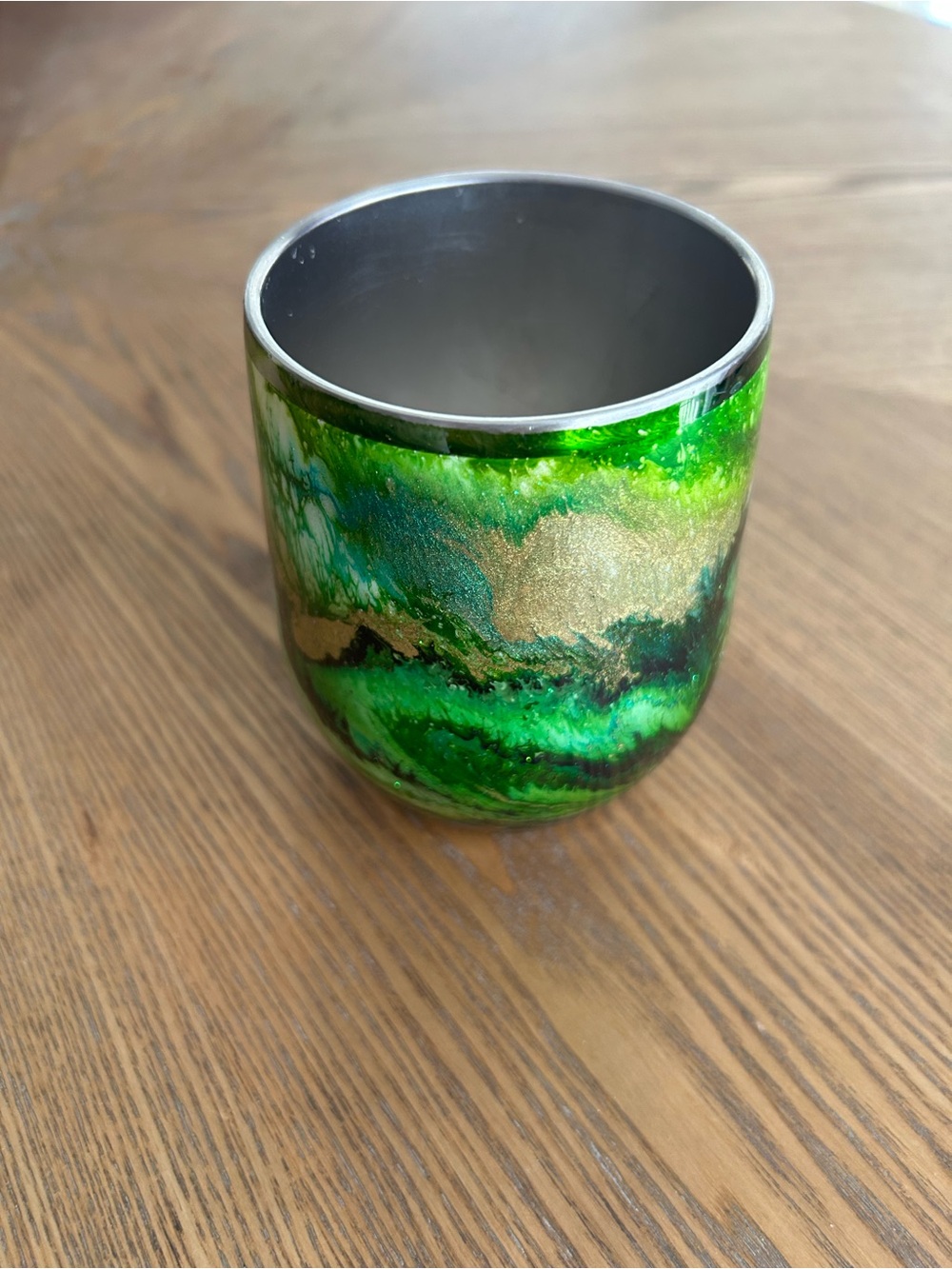 Green Marbled Home Art Vase - Decorative Accent